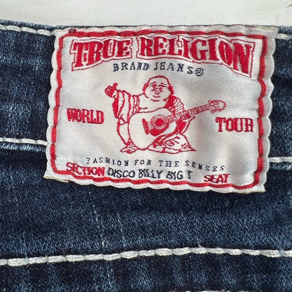 True Religion USA Made Women’s Size 31 Disco Billy Big T Denim Blue Jeans - Picture 7 of 14